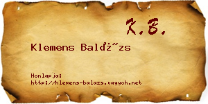 Klemens Balázs névjegykártya